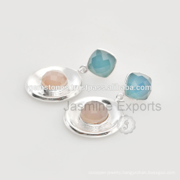 Blue and Pink Chalcedony Multi Gemstone Sterling Silver Christmas Jewelry